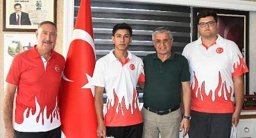 Milli sporcu Mikail Şen’den başkan Topaloğlu’na ziyaret