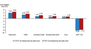 Aylık en yüksek reel getiri külçe altında oldu