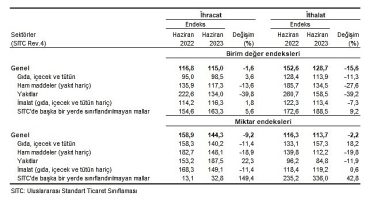 TÜİK: İhracat birim değer endeksi %1,6 azaldı