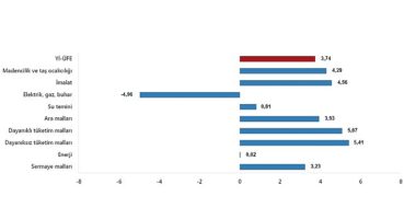 TÜİK: Yurt İçi Üretici Fiyat Endeksi (Yİ-ÜFE) yıllık %47,29 arttı, aylık %3,74 arttı